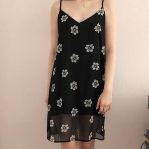 Kendall and Kylie V Neck Black Floral Dress